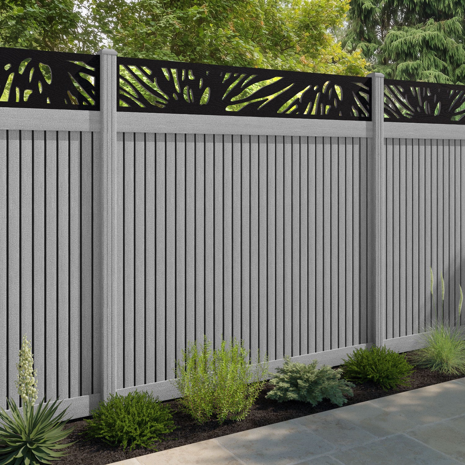 Virtis Poppy Fence Panel - Light Grey - with our composite posts