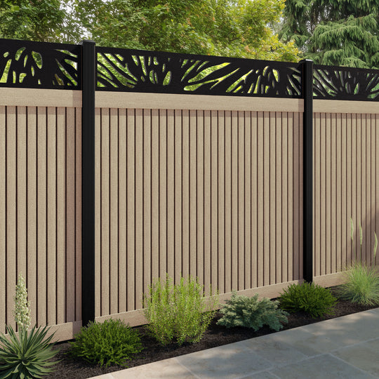 Virtis Poppy Fence Panel - Light Oak - with our aluminium posts