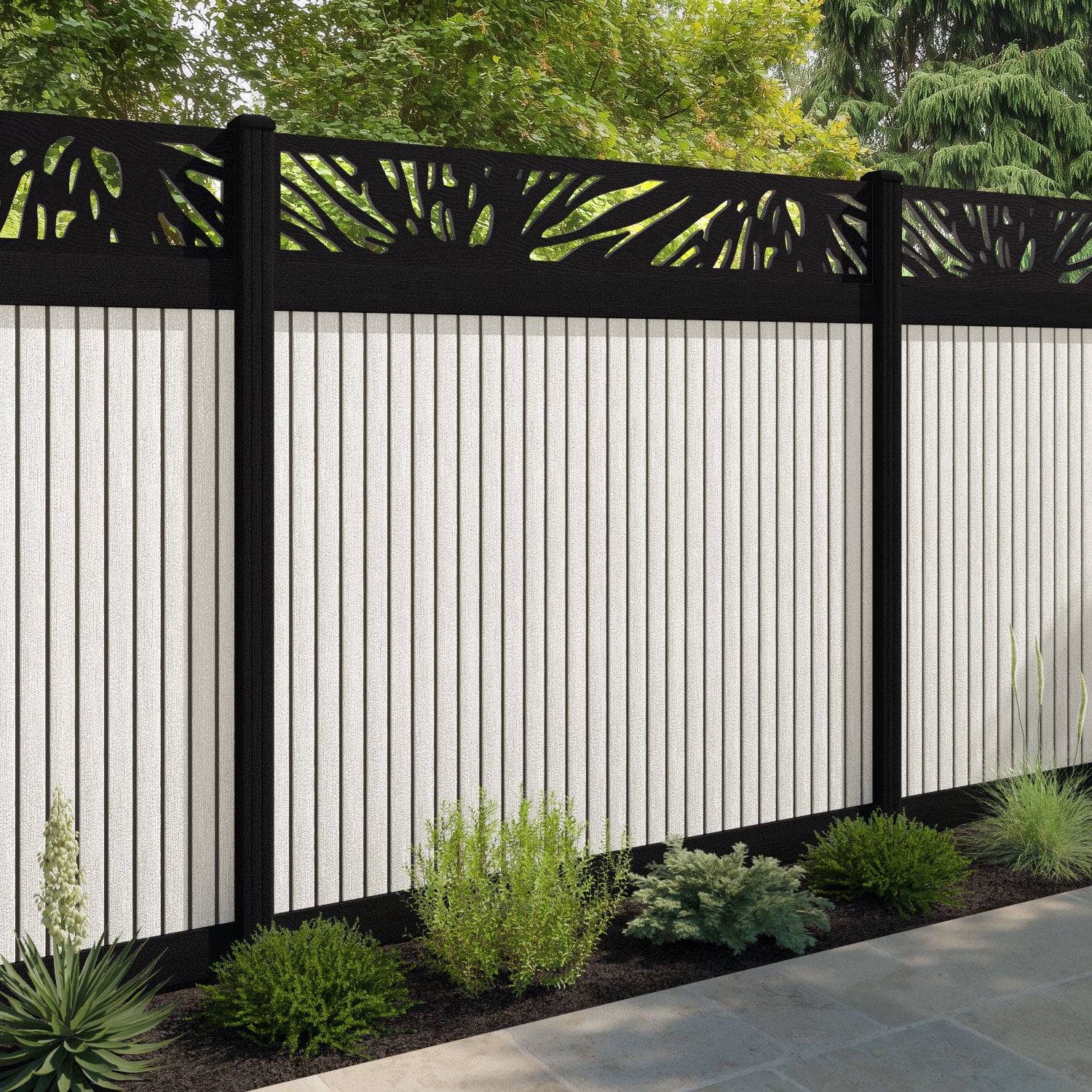 Virtis Poppy Fence Panel - Light Stone - with our composite posts