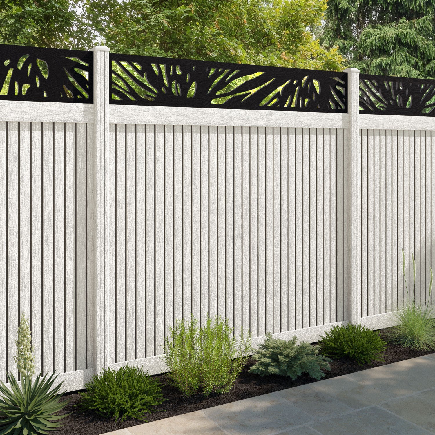 Virtis Poppy Fence Panel - Light Stone - with our composite posts