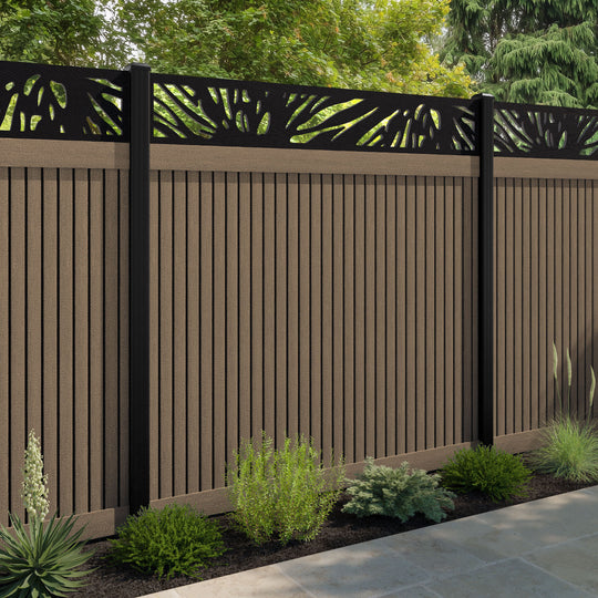Virtis Poppy Fence Panel - Teak - with our aluminium posts