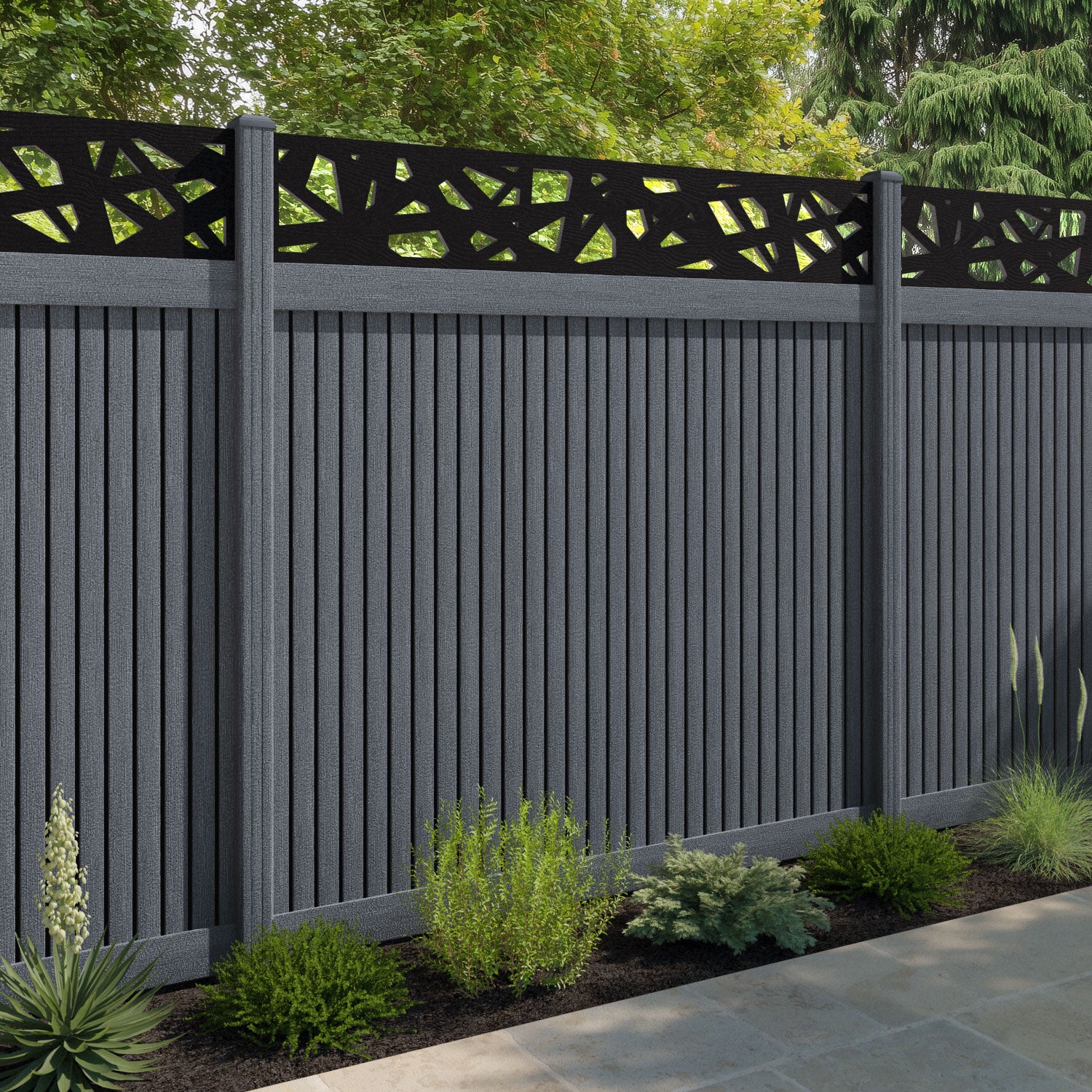 Virtis Prism Fence Panel - Anthracite - with our composite posts