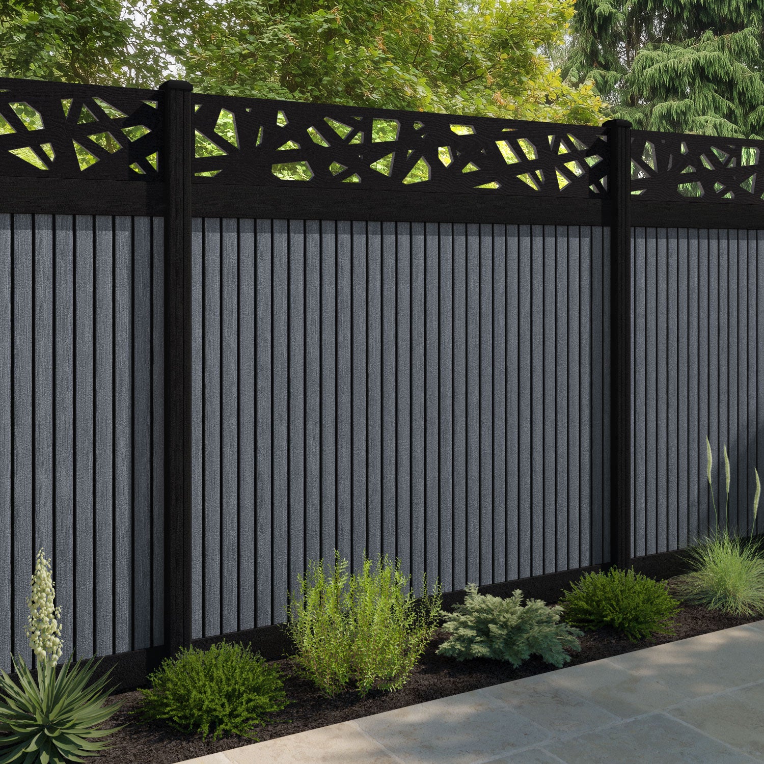 Virtis Prism Fence Panel - Anthracite - with our composite posts