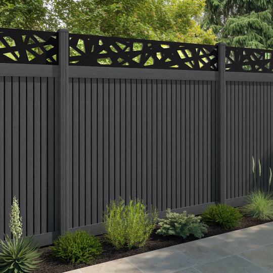 Virtis Prism Fence Panel - Dark Grey - with our composite posts