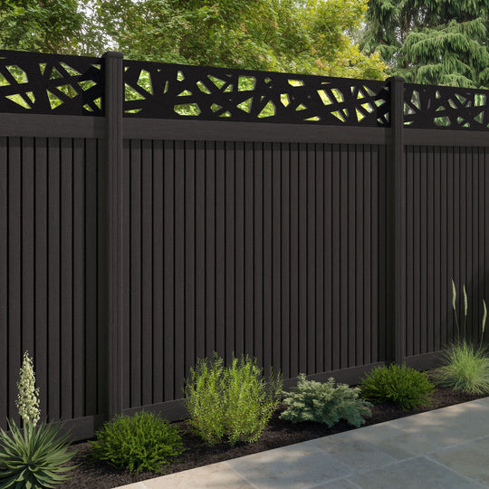 Virtis Prism Fence Panel - Dark Oak - with our composite posts