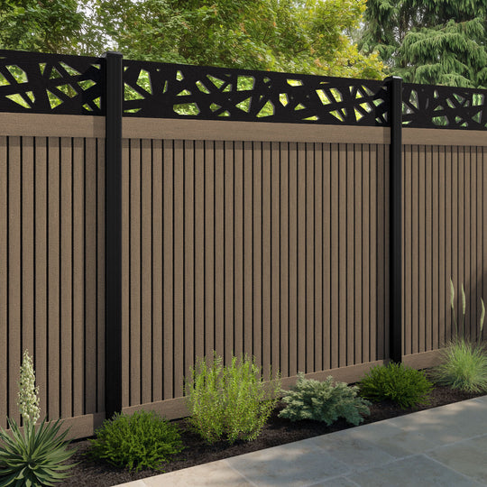Virtis Prism Fence Panel - Teak - with our aluminium posts