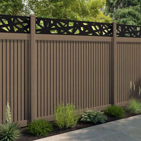 Virtis Prism Fence Panel - Teak - with our composite posts
