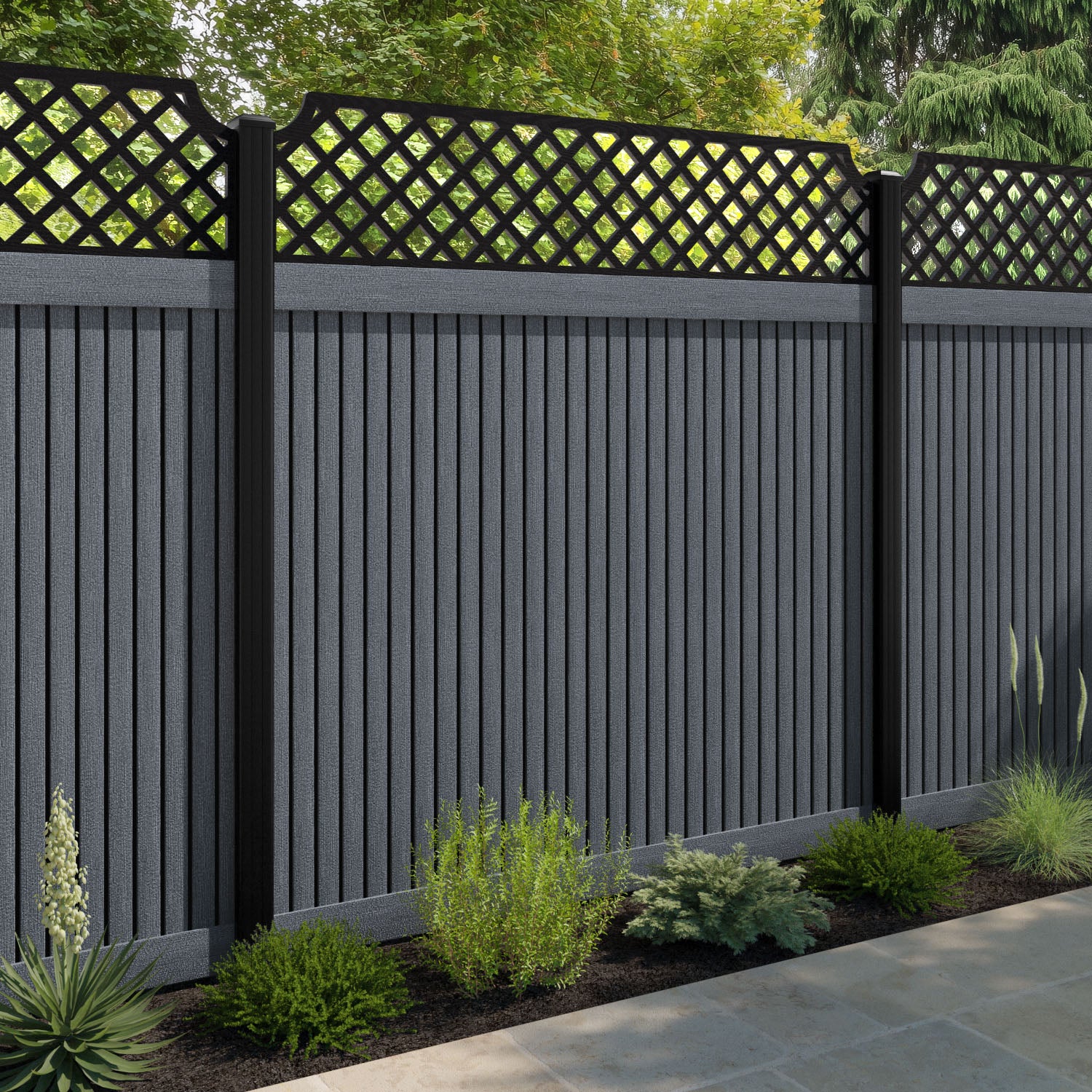 Virtis Regal Hive Fence Panel - Anthracite - with our composite posts