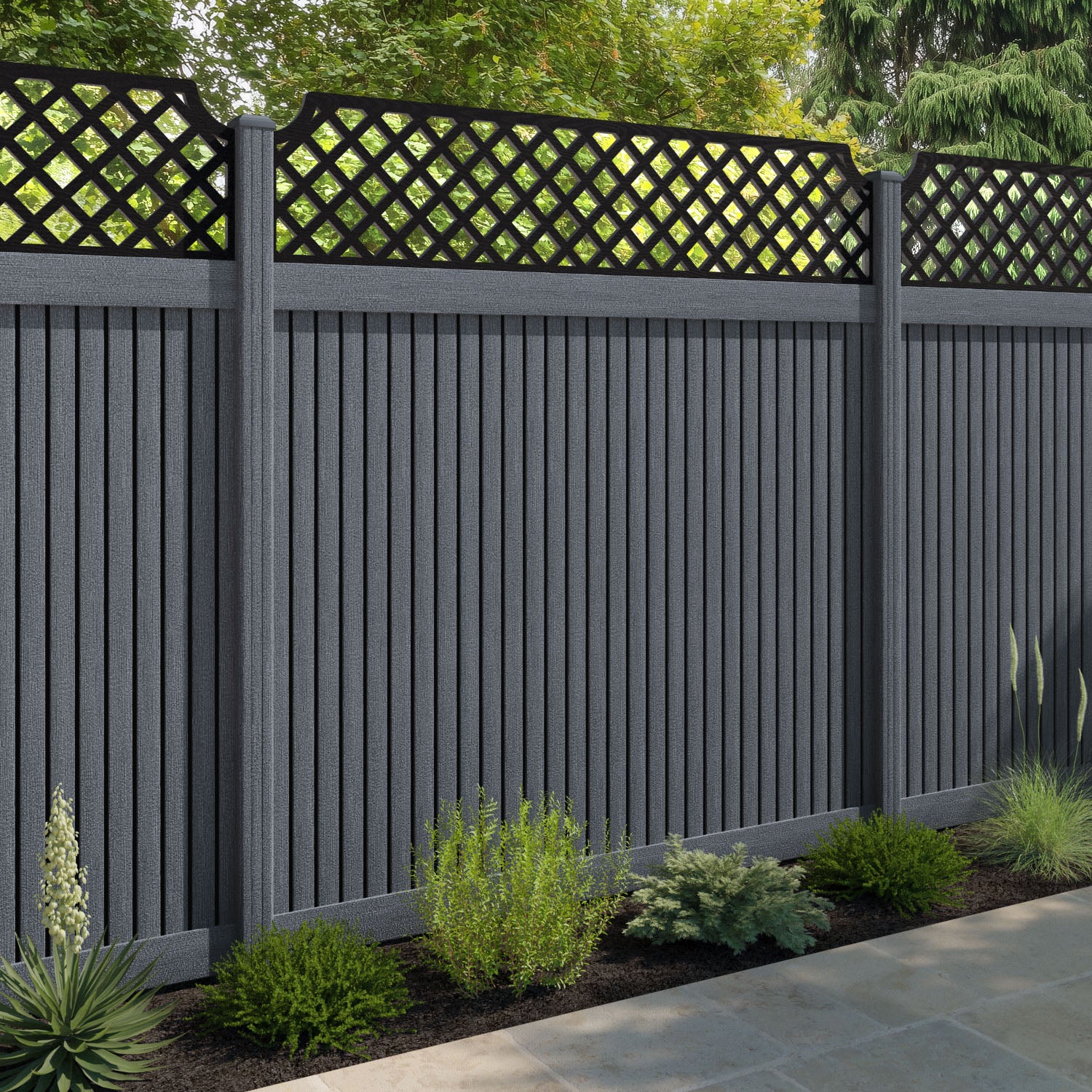 Virtis Regal Hive Fence Panel - Anthracite - with our composite posts