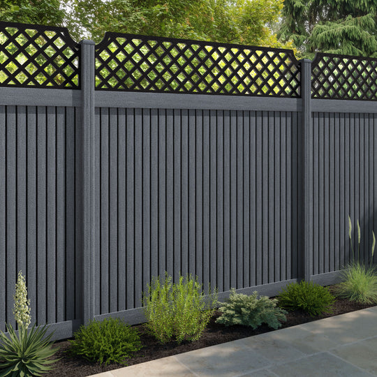 Virtis Regal Hive Fence Panel - Anthracite - with our composite posts