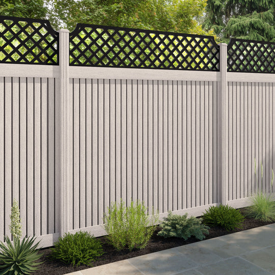 Virtis Regal Hive Fence Panel - Mid Stone - with our composite posts
