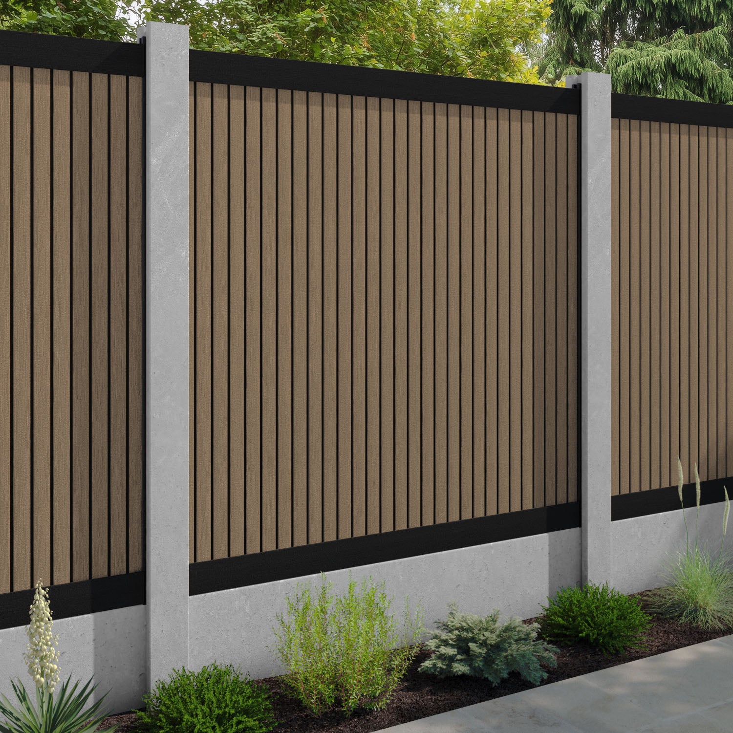 Virtis Fence Panel - Teak - for existing concrete posts