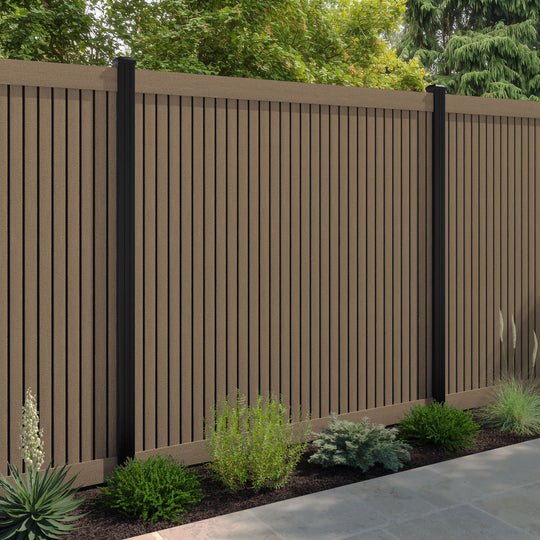 Virtis Fence Panel - Teak - with our aluminium posts