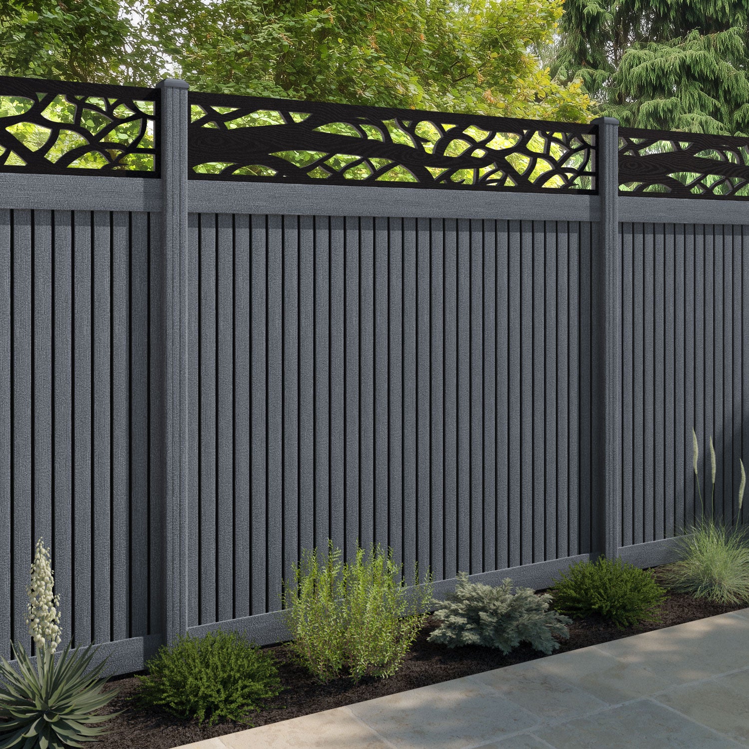 Virtis Twilight Fence Panel - Anthracite - with our composite posts
