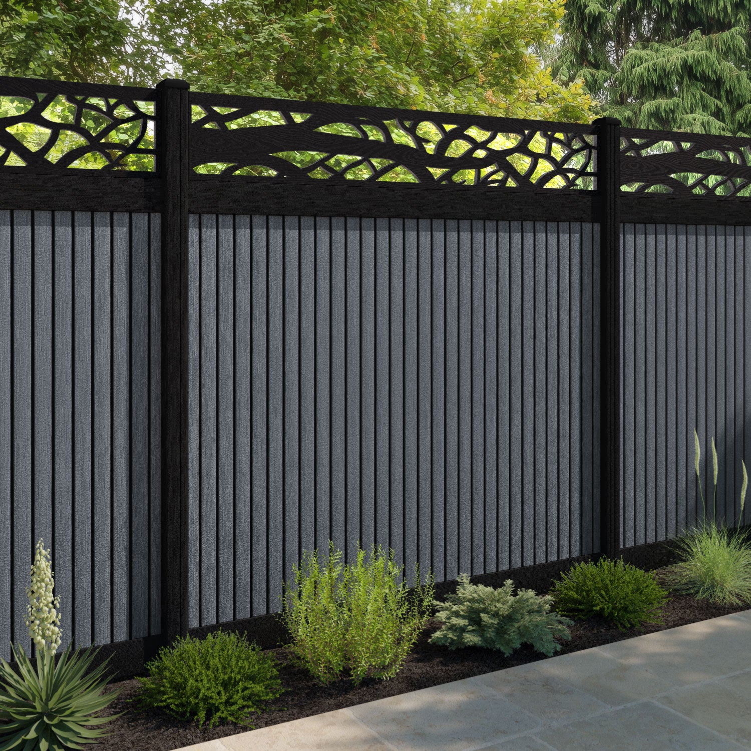 Virtis Twilight Fence Panel - Anthracite - with our composite posts