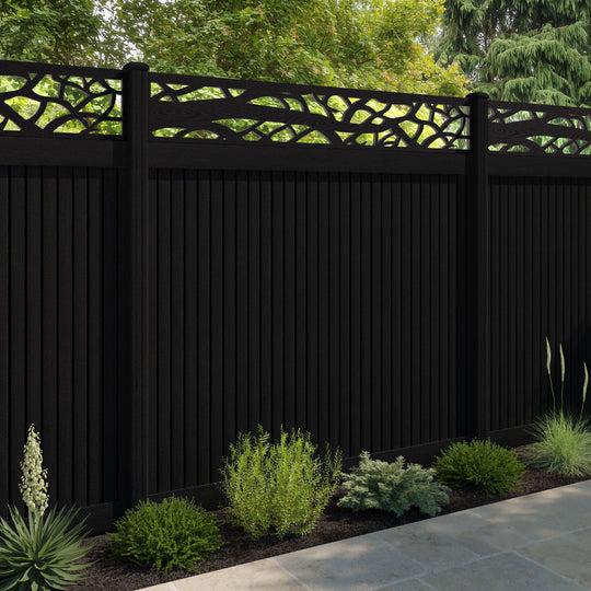 Virtis Twilight Fence Panel - Black - with our composite posts