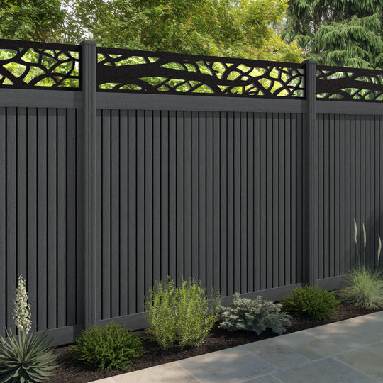 Virtis Twilight Fence Panel - Dark Grey - with our composite posts
