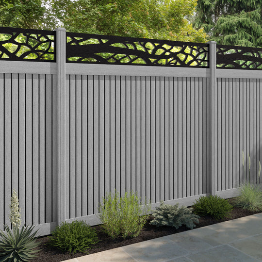 Virtis Twilight Fence Panel - Light Grey - with our composite posts