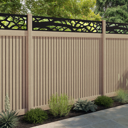 Virtis Twilight Fence Panel - Light Oak - with our composite posts