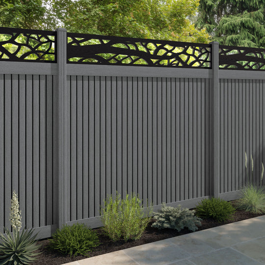 Virtis Twilight Fence Panel - Mid Grey - with our composite posts