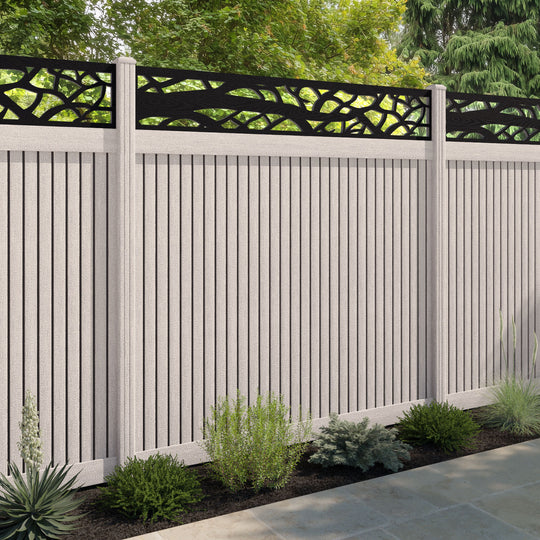 Virtis Twilight Fence Panel - Mid Stone - with our composite posts