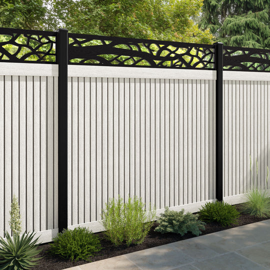 Virtis Twilight Fence Panel - Light Stone - with our aluminium posts