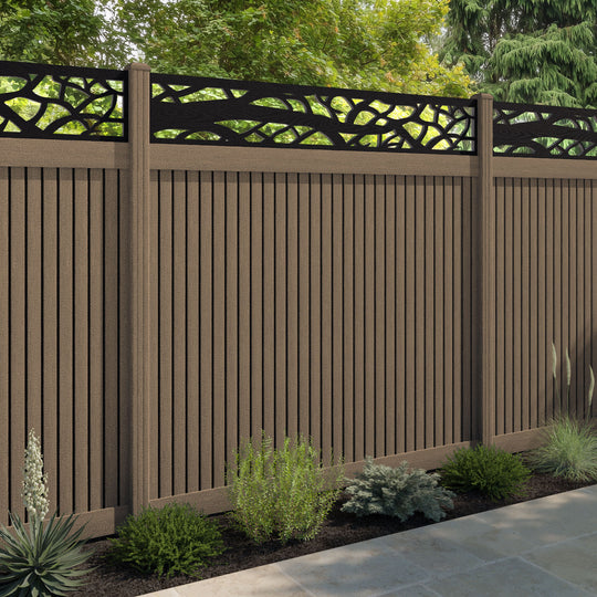 Virtis Twilight Fence Panel - Teak - with our composite posts