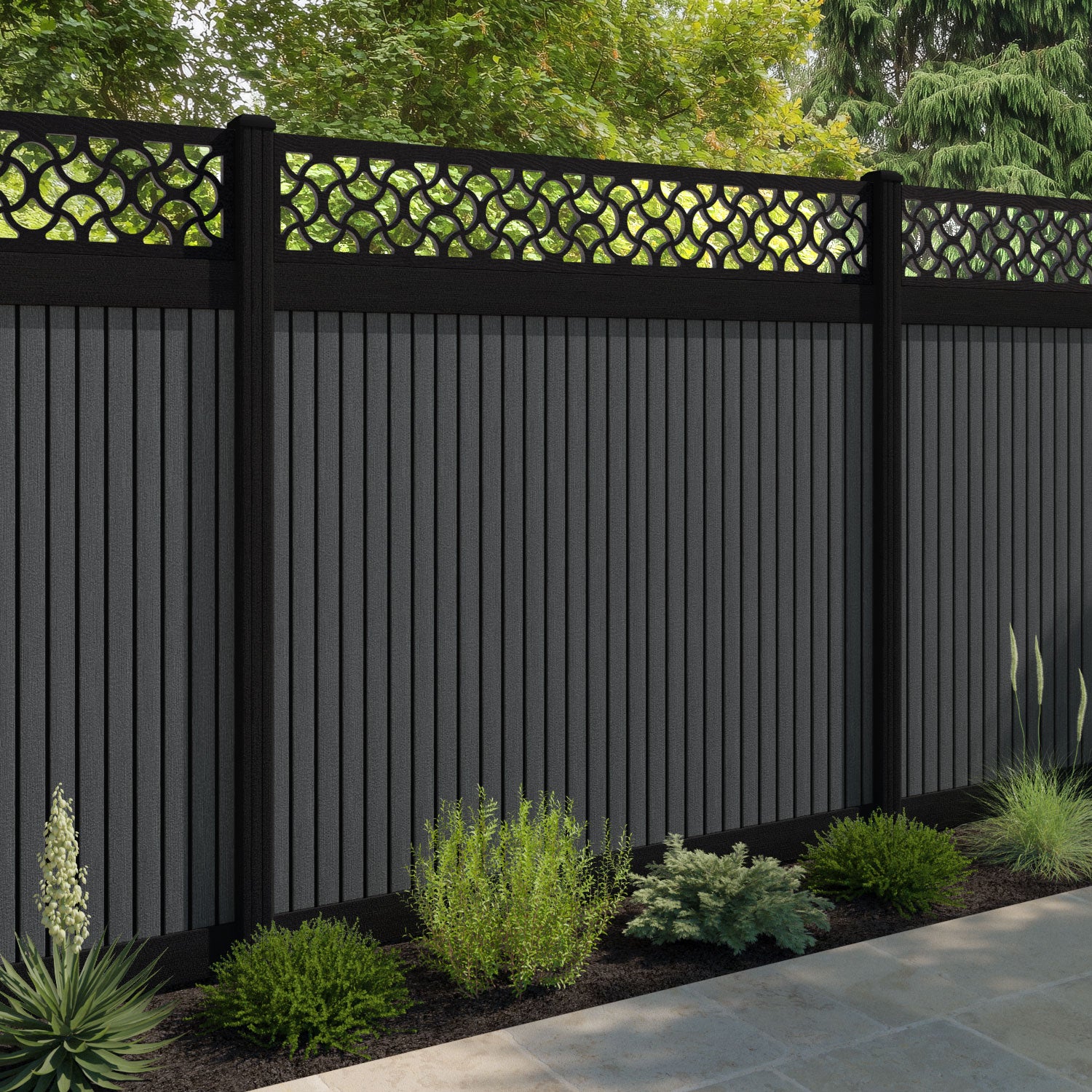 Virtis Vida Fence Panel - Dark Grey - with our composite posts