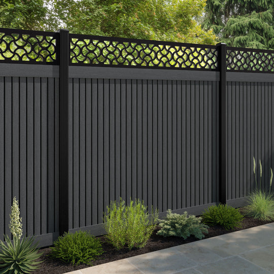 Virtis Vida Fence Panel - Dark Grey - with our aluminium posts