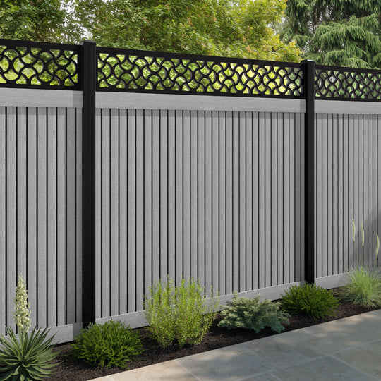 Virtis Vida Fence Panel - Light Grey - with our aluminium posts