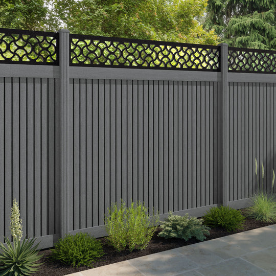 Virtis Vida Fence Panel - Mid Grey - with our composite posts