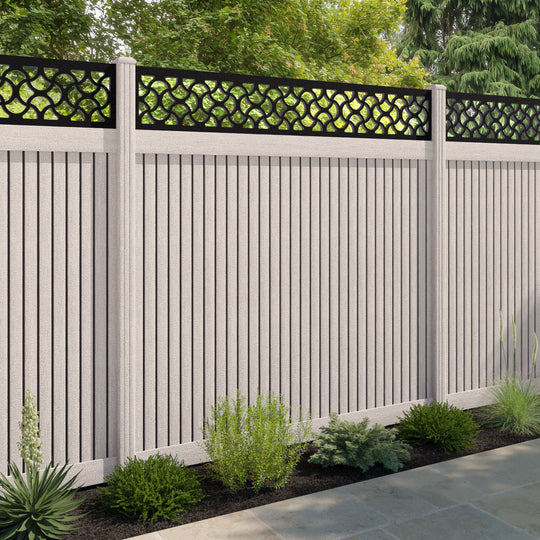 Virtis Vida Fence Panel - Mid Stone - with our composite posts