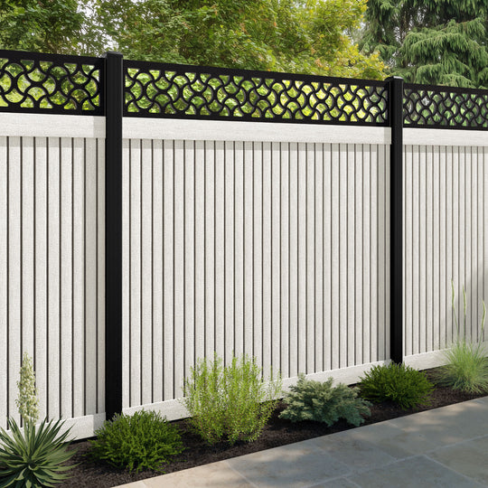 Virtis Vida Fence Panel - Light Stone - with our aluminium posts