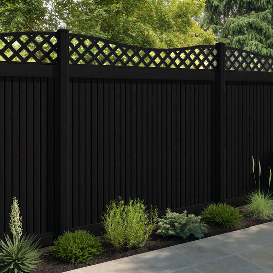 Virtis Low Wave Fence Panel - Black - with our composite posts
