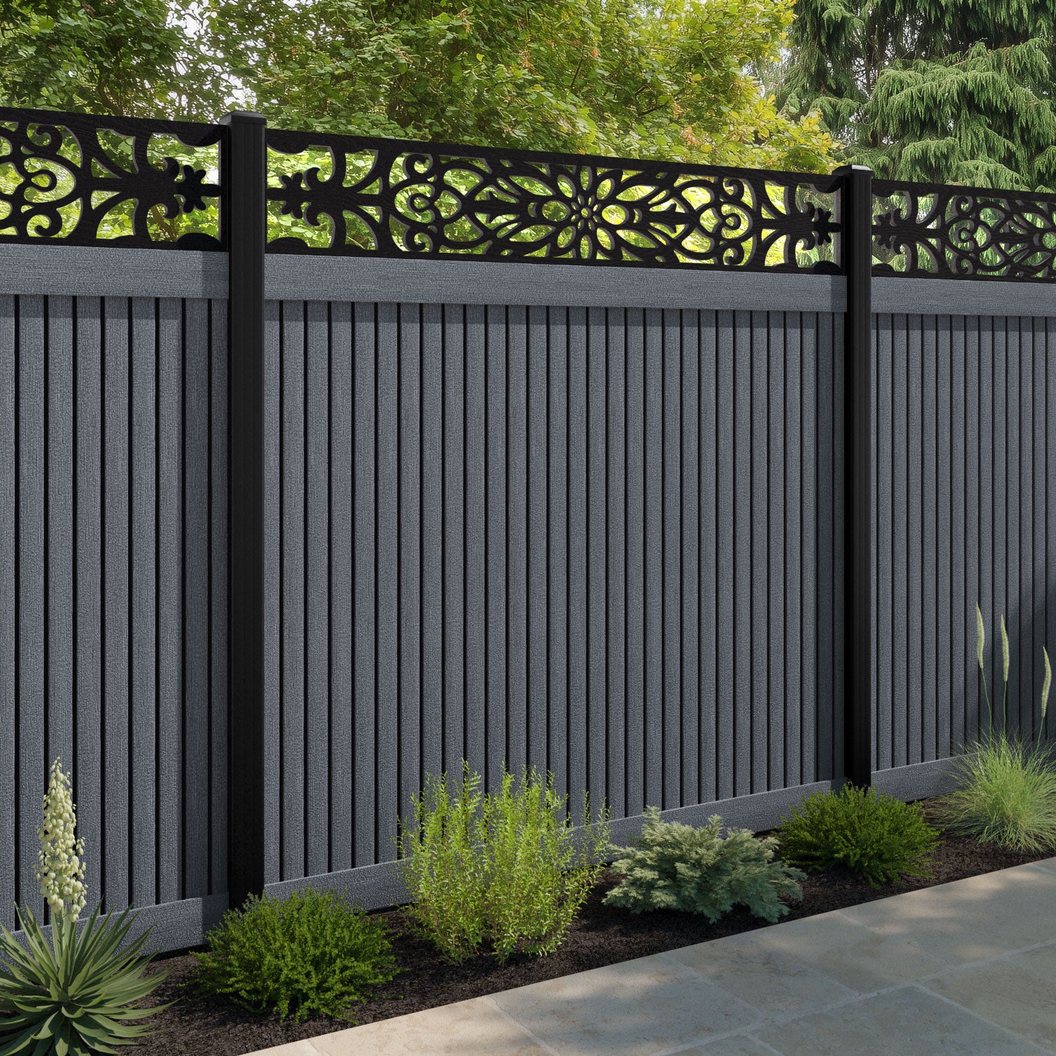 Virtis Windsor Fence Panel - Anthracite - with our composite posts