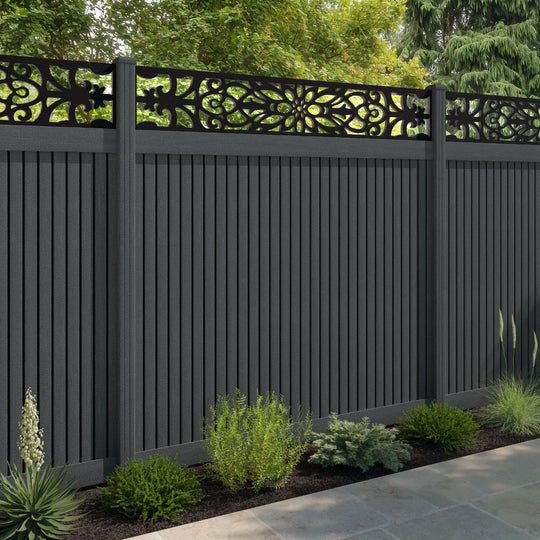 Virtis Windsor Fence Panel - Dark Grey - with our composite posts