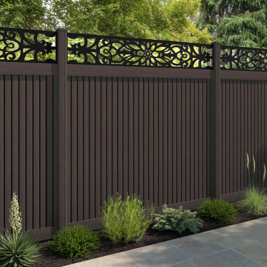 Virtis Windsor Fence Panel - Mid Brown - with our composite posts