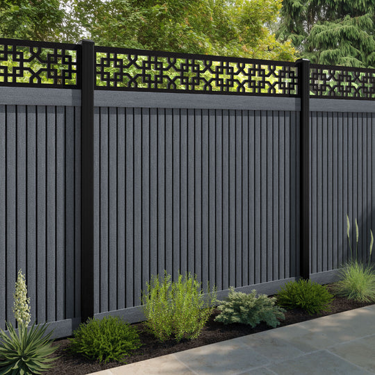 Virtis Zaria Fence Panel - Anthracite - with our aluminium posts