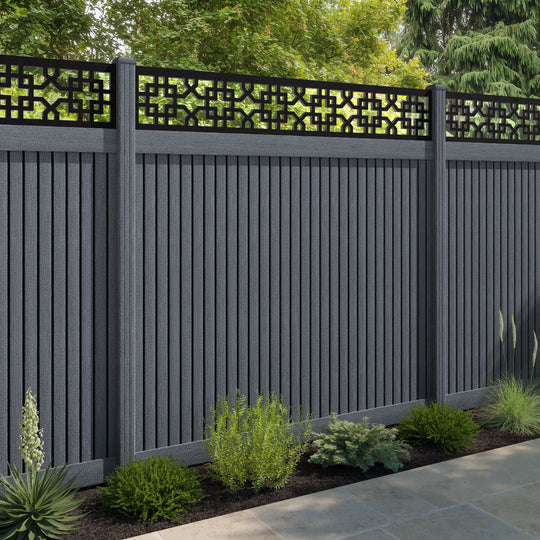Virtis Zaria Fence Panel - Anthracite - with our composite posts