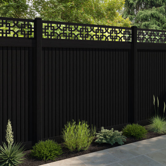 Virtis Zaria Fence Panel - Black - with our composite posts
