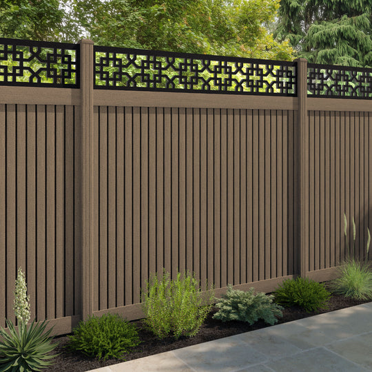 Virtis Zaria Fence Panel - Teak - with our composite posts