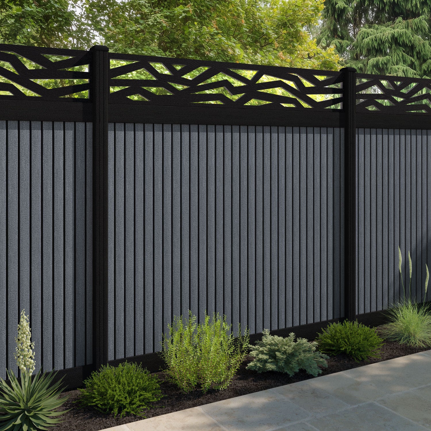 Virtis Zenith Fence Panel - Anthracite - with our composite posts