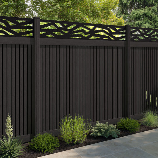 Virtis Zenith Fence Panel - Dark Oak - with our composite posts