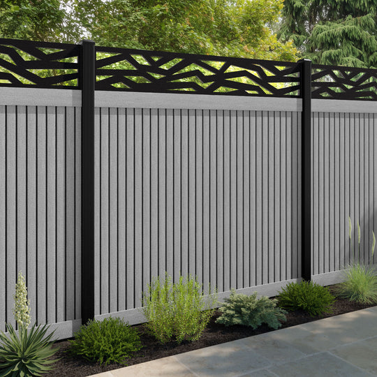 Virtis Zenith Fence Panel - Light Grey - with our aluminium posts