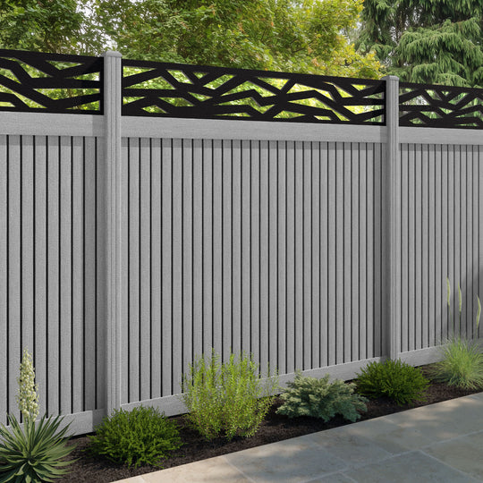 Virtis Zenith Fence Panel - Light Grey - with our composite posts