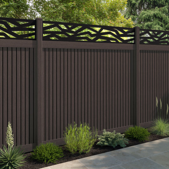 Virtis Zenith Fence Panel - Mid Brown - with our composite posts