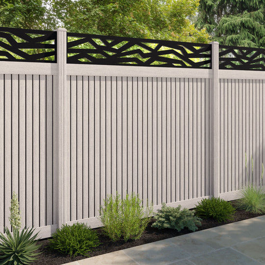 Virtis Zenith Fence Panel - Mid Stone - with our composite posts