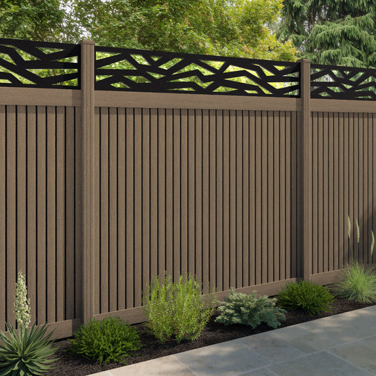 Virtis Zenith Fence Panel - Teak - with our composite posts
