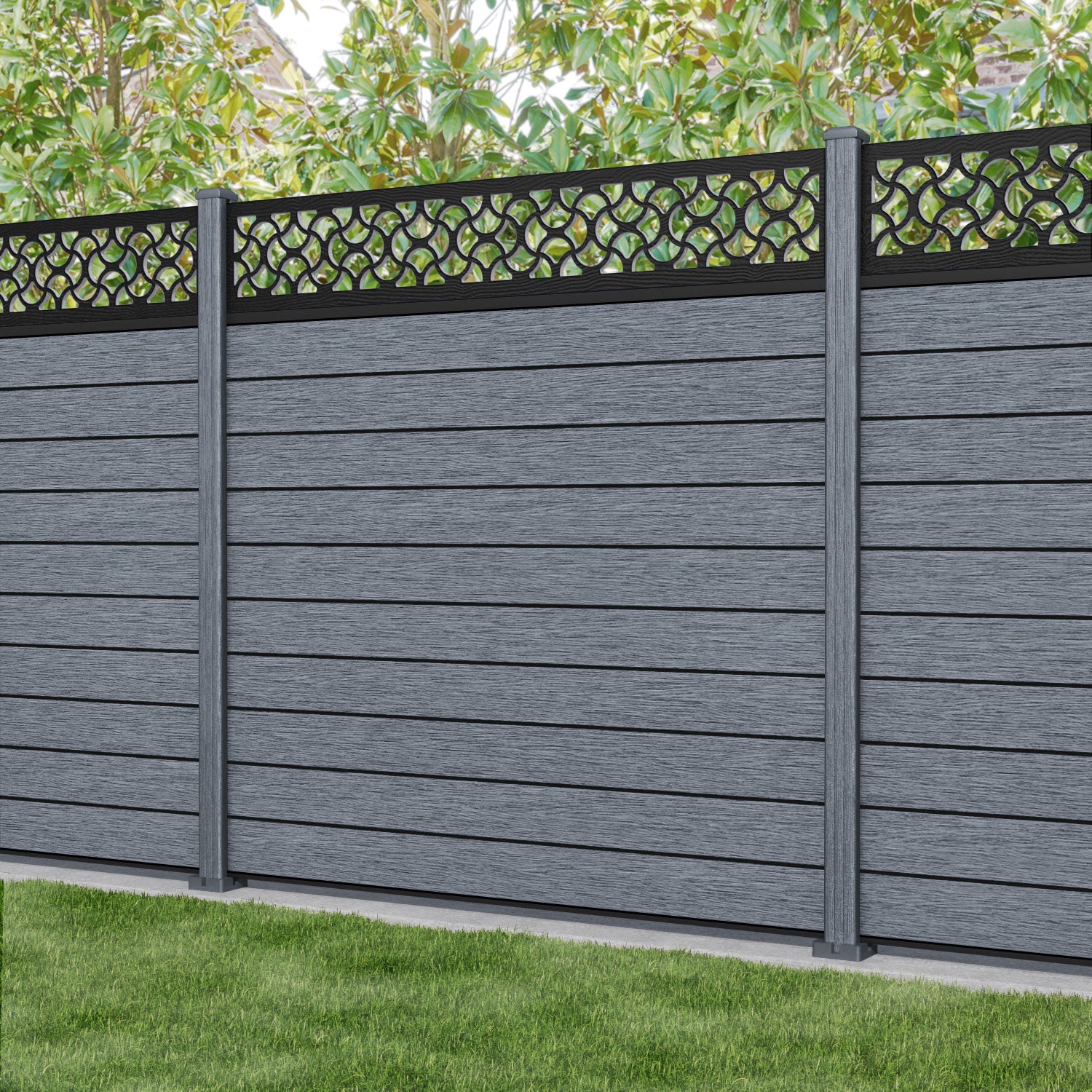 Fusion Vida Fence Panel - Anthracite - with our composite posts