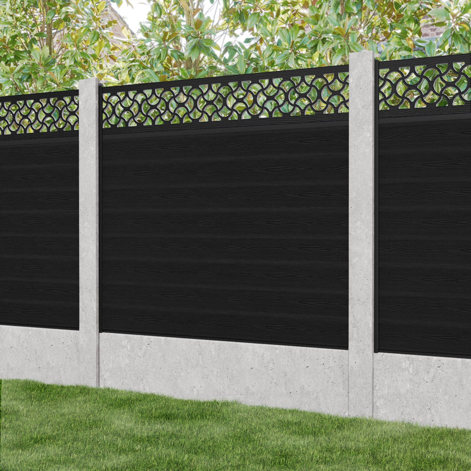 Classic Vida Fence Panel - Black - for existing concrete posts